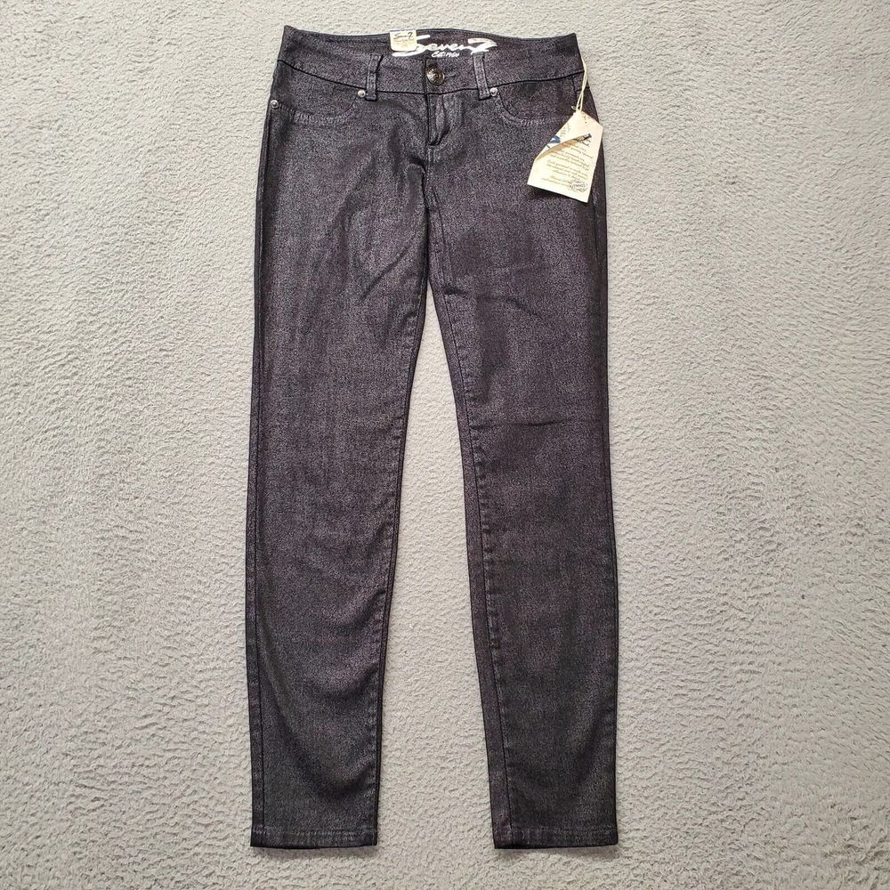 Seven7 Jeans Womens 27‎ Black Legging Stretch Glitter Pockets Casual Logo